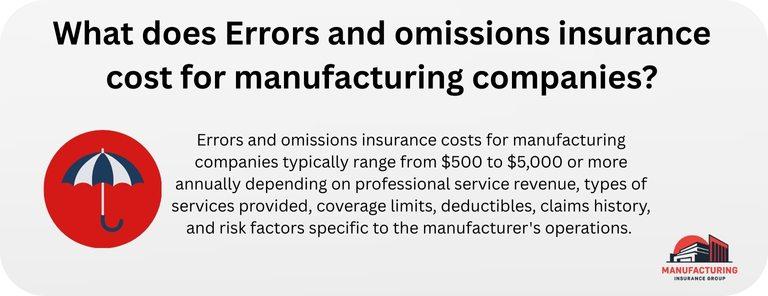 What does Errors and omissions insurance cost for manufacturing companies
