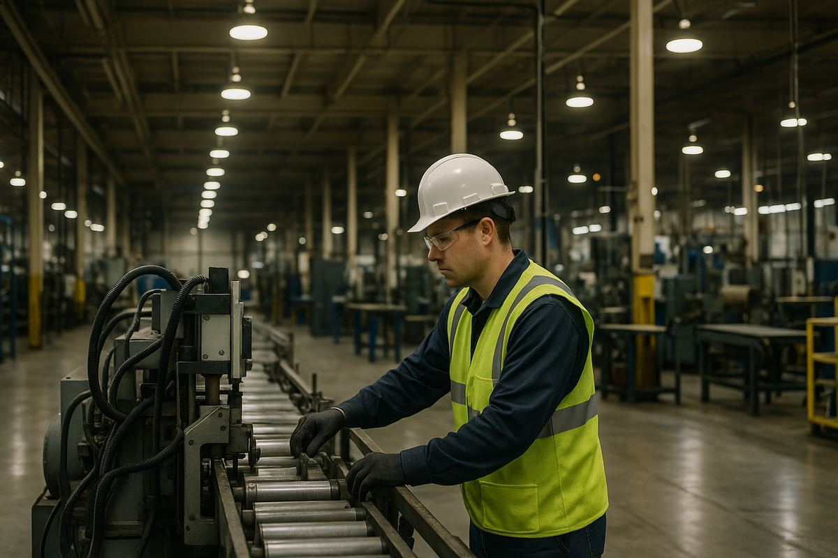 Worker on a manufacturing production line at an insurance-covered facility in Radcliff, Kentucky
